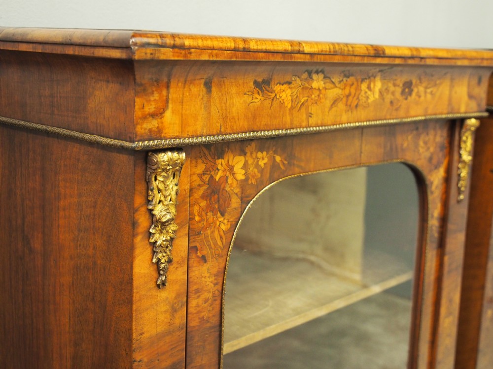 Pair of 19th Century Marquetry Inlaid Walnut Pier Cabinets View VI