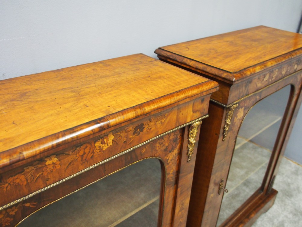 Pair of 19th Century Marquetry Inlaid Walnut Pier Cabinets View IX