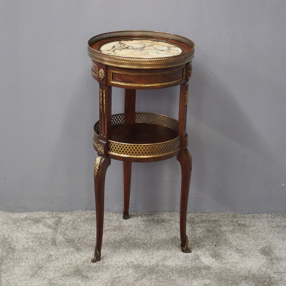 French Brass and Mahogany Two Tier Occasional Table