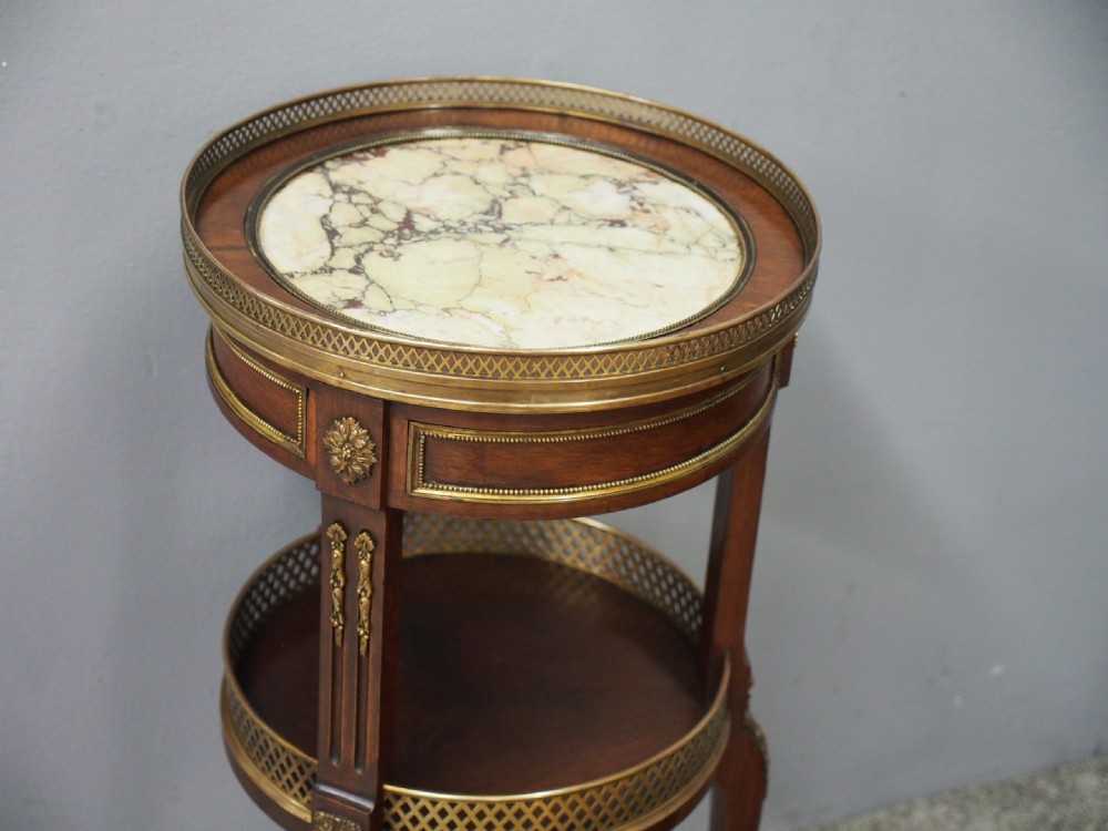 French Brass and Mahogany Two Tier Occasional Table View IV
