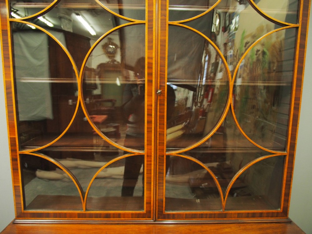 George III Inlaid Mahogany Cabinet Bookcase View VI