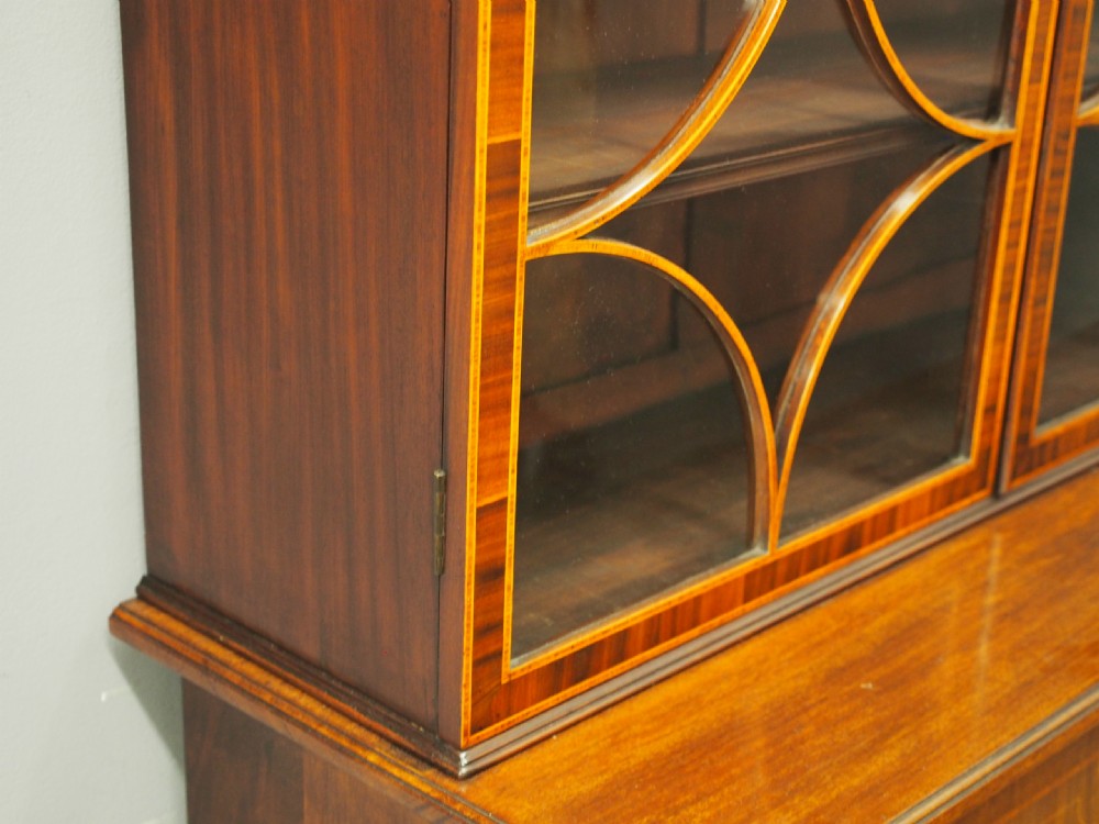 George III Inlaid Mahogany Cabinet Bookcase View VII