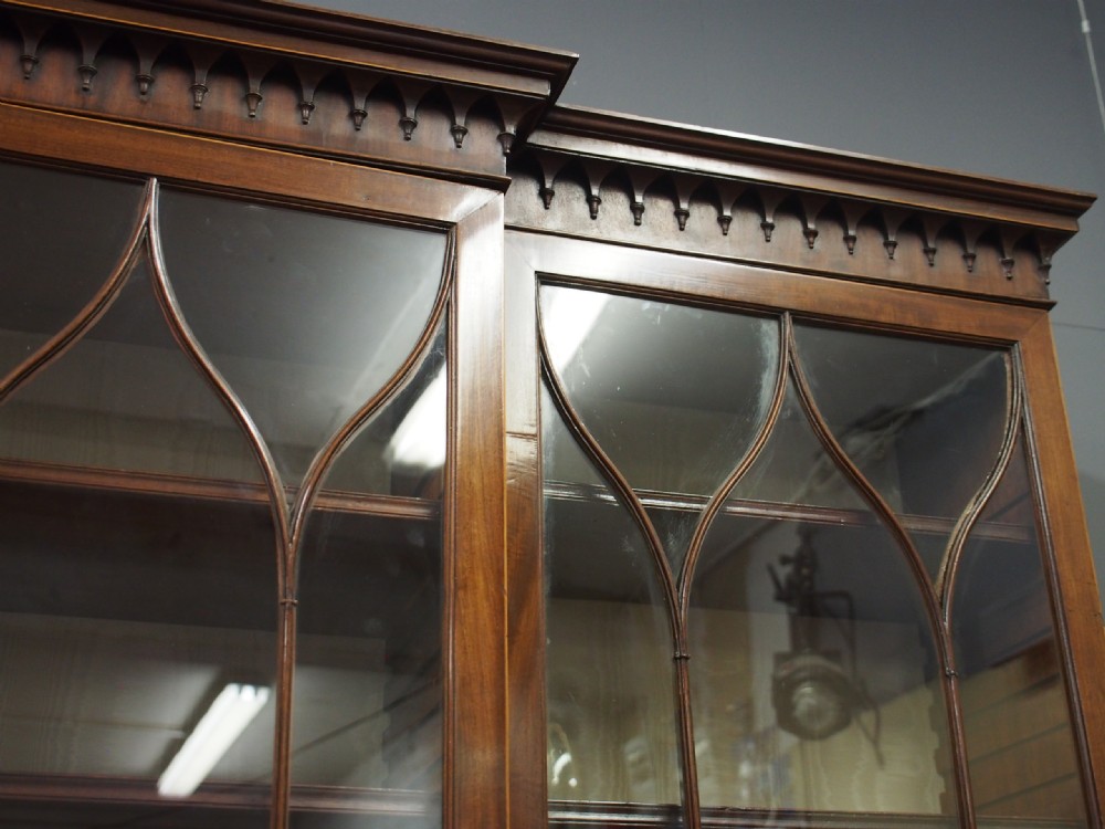 George III Mahogany and Inlaid 4 Door Breakfront Bookcase View IV
