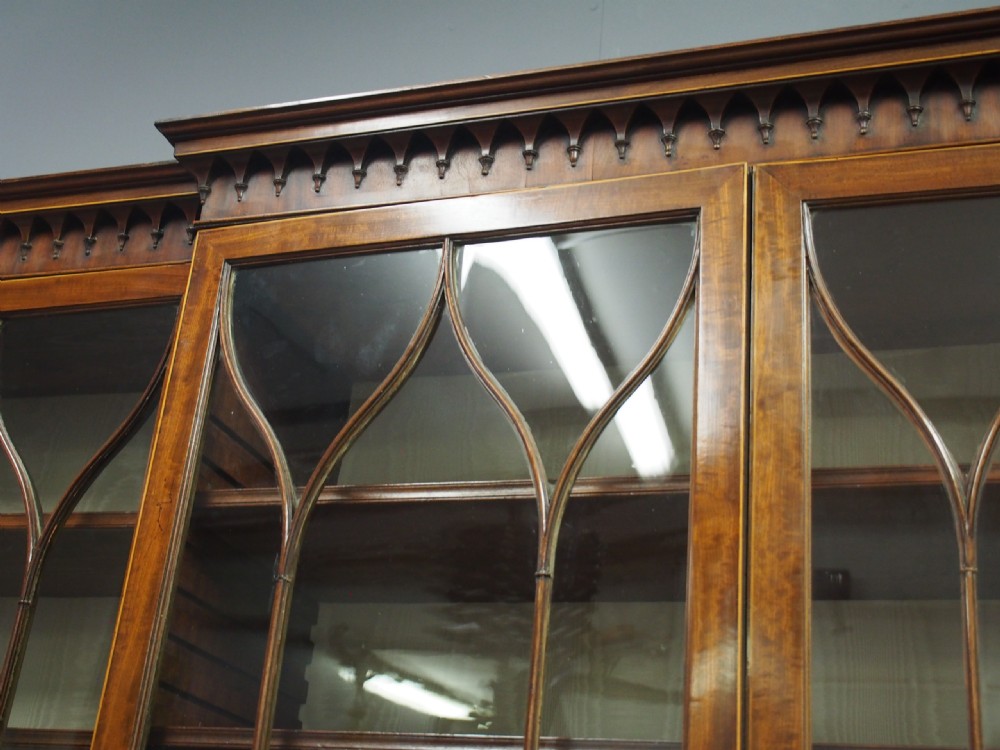 George III Mahogany and Inlaid 4 Door Breakfront Bookcase View V