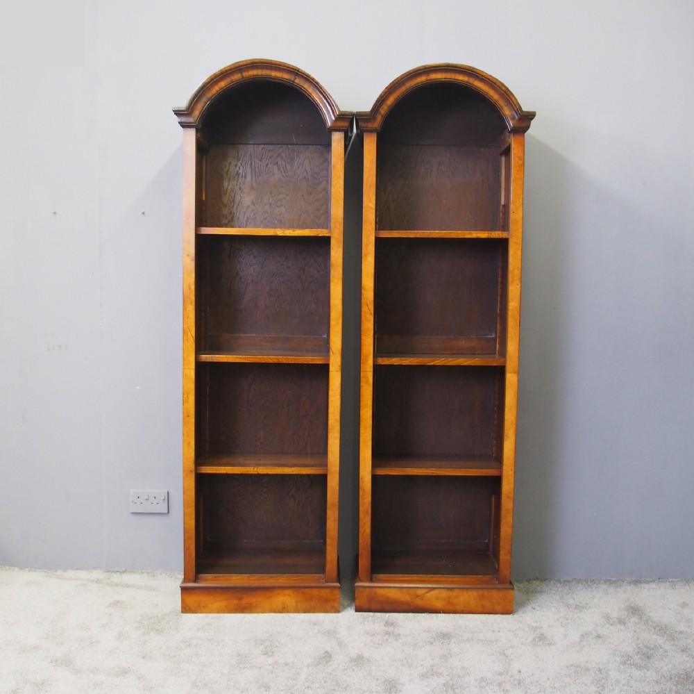 Pair of Tall Walnut Open Bookcases