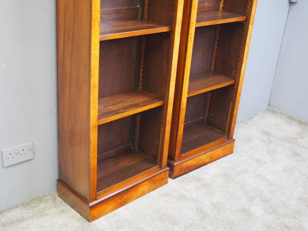 Pair of Tall Walnut Open Bookcases View IV