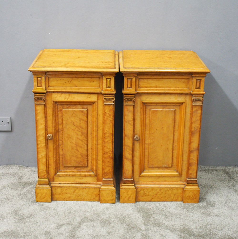 Pair of Birds Eye Maple Victorian Pedestals or Lockers