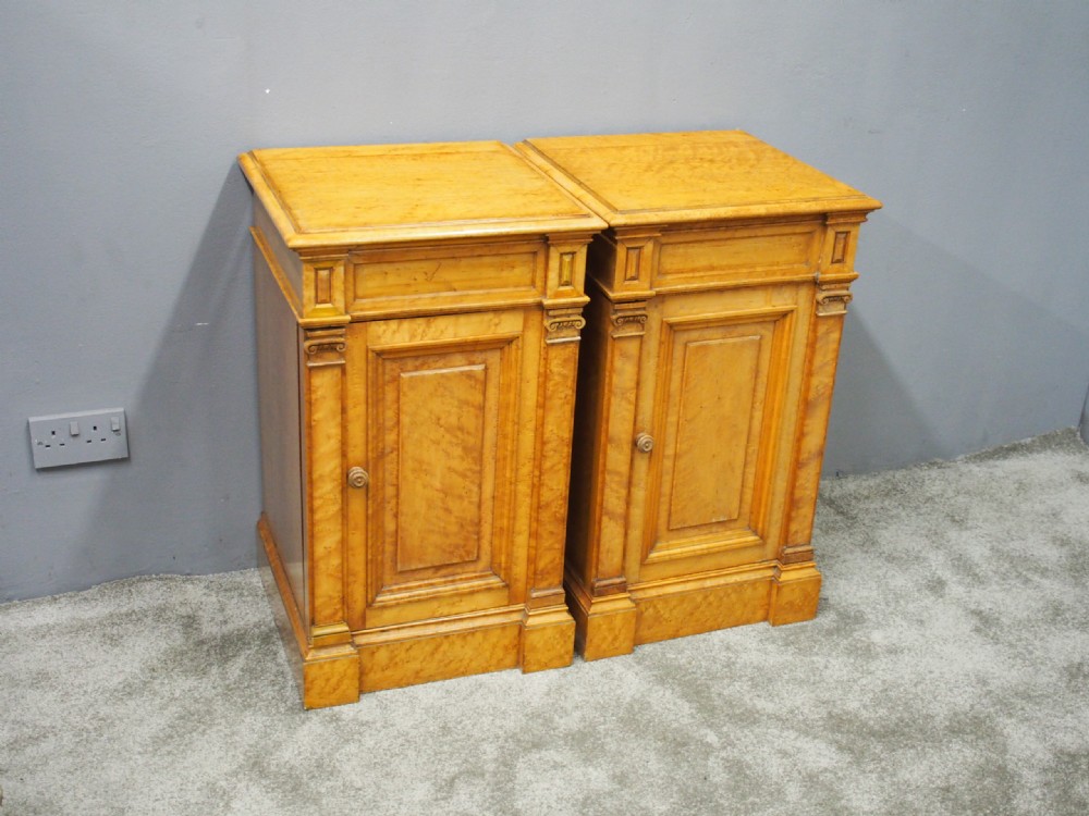 Pair of Birds Eye Maple Victorian Pedestals or Lockers View III