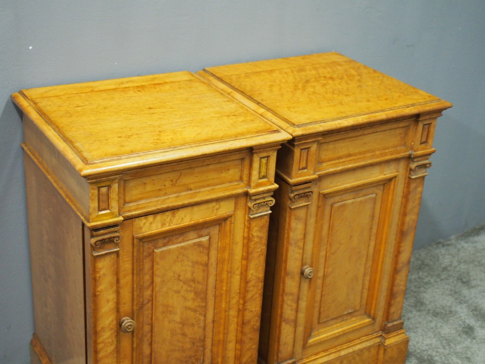 Pair of Birds Eye Maple Victorian Pedestals or Lockers View IV