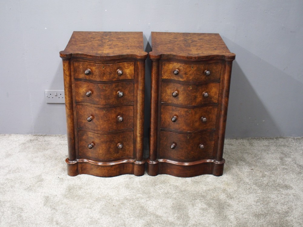 Pair of Victorian Burr Walnut Bedsides or Lockers View II