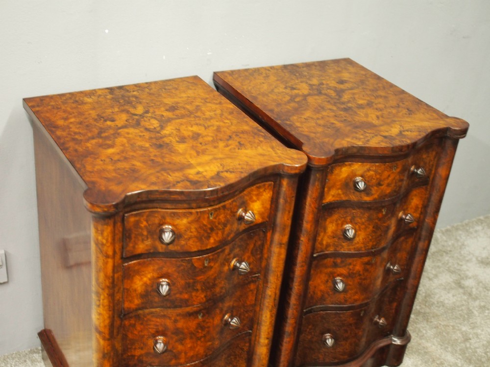 Pair of Victorian Burr Walnut Bedsides or Lockers View VI