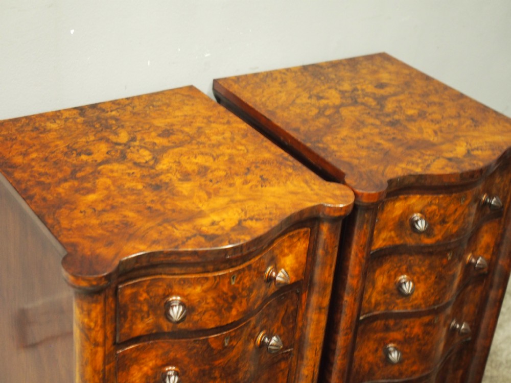 Pair of Victorian Burr Walnut Bedsides or Lockers View X