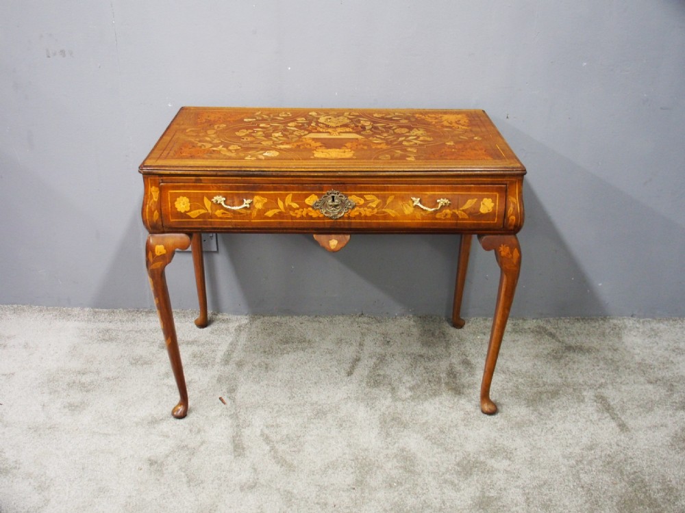 Dutch Marquetry Inlaid Mahogany Side Table View III