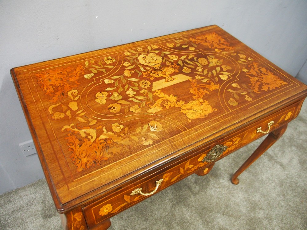 Dutch Marquetry Inlaid Mahogany Side Table View IV