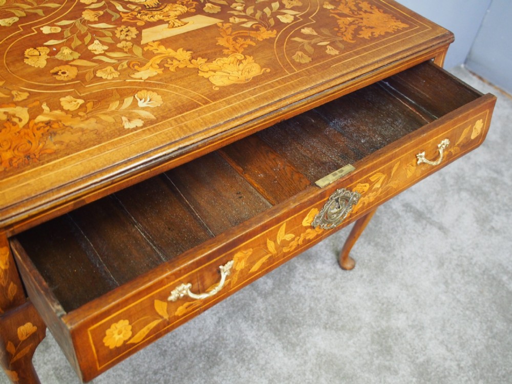 Dutch Marquetry Inlaid Mahogany Side Table View X