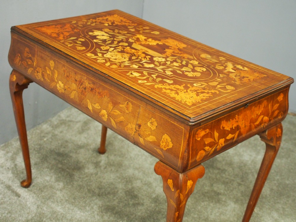 Dutch Marquetry Inlaid Mahogany Side Table View XII