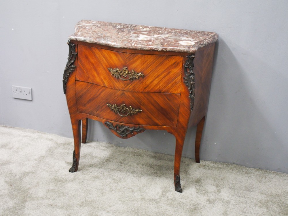 French Kingwood and Pink Marble Top Commode View III