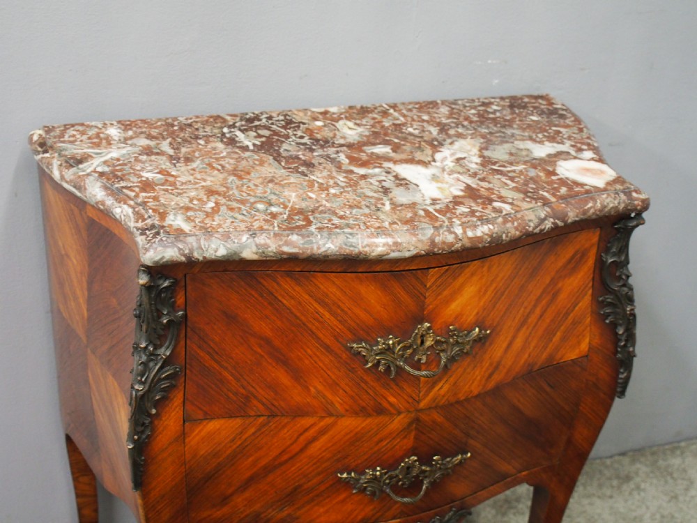 French Kingwood and Pink Marble Top Commode View V
