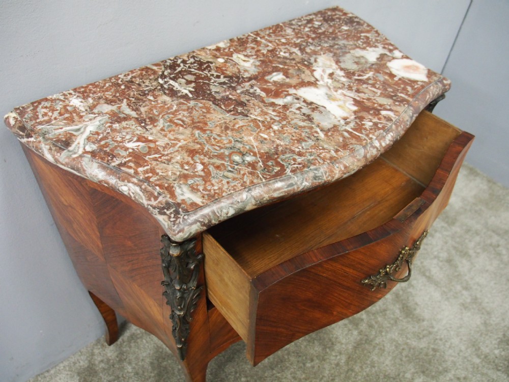 French Kingwood and Pink Marble Top Commode View VIII