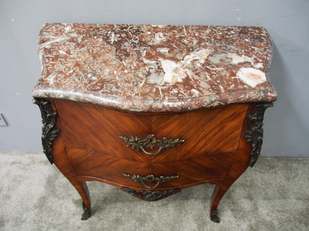 French Kingwood and Pink Marble Top Commode View IX