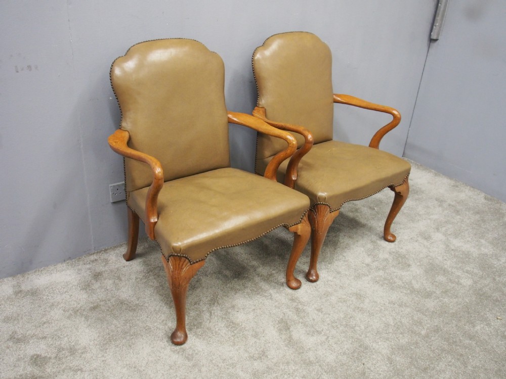 George II Style Leather Armchairs View IV