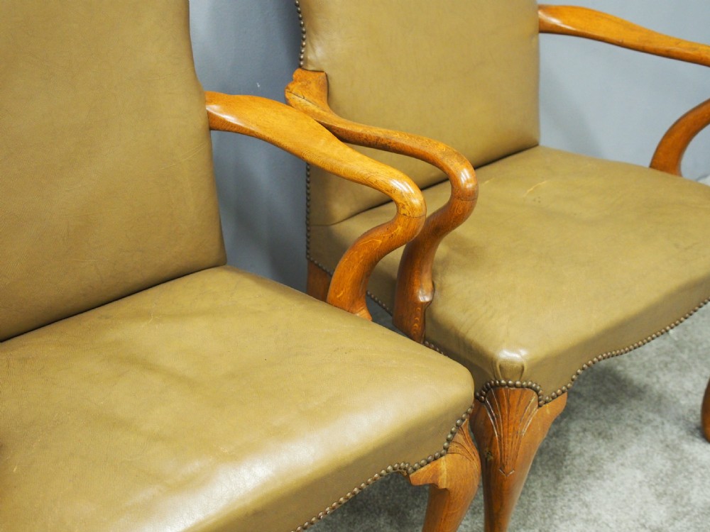 George II Style Leather Armchairs View V