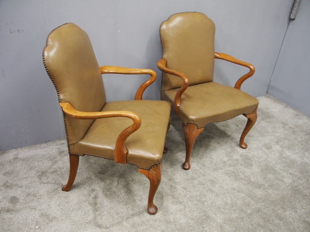 George II Style Leather Armchairs View VI