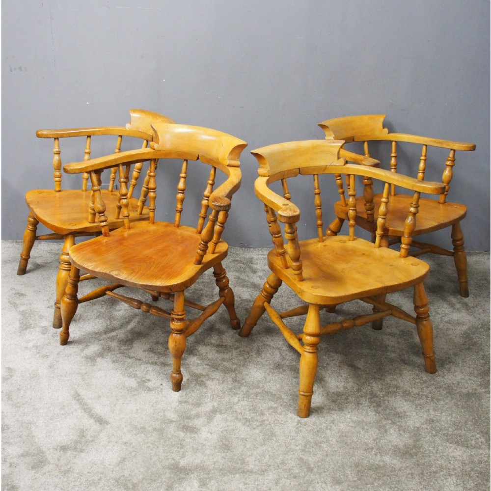 Set of 4 Beech and Elm Captains Chairs
