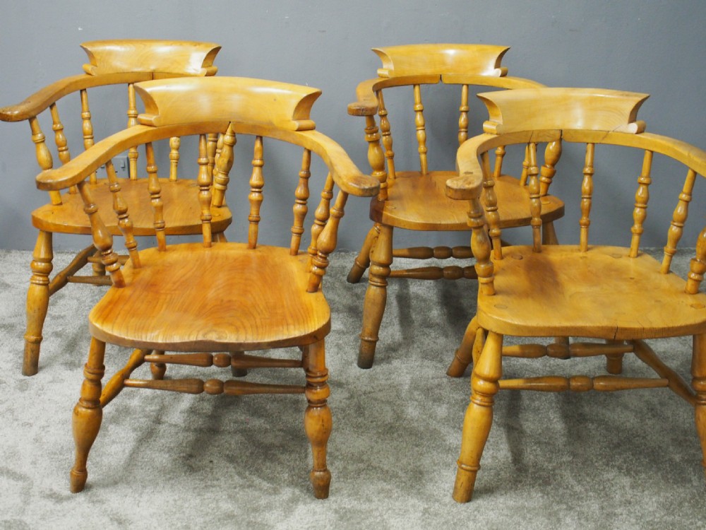 Set of 4 Beech and Elm Captains Chairs View III