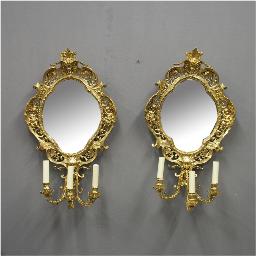 Pair of Victorian Cast Brass Mirror Sconces