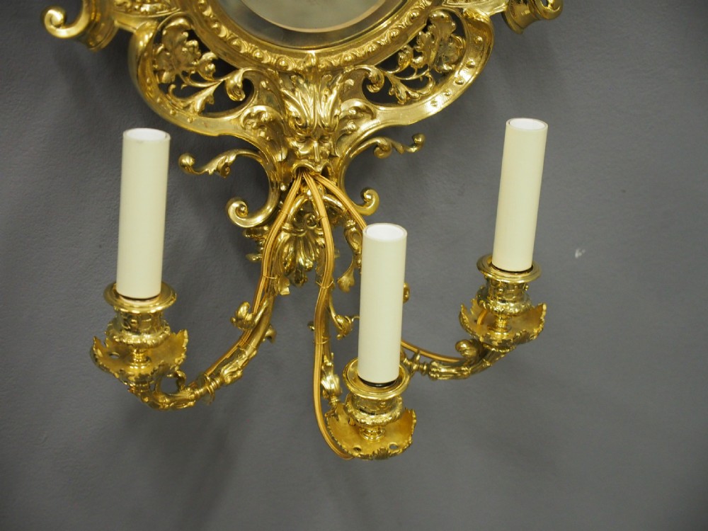 Pair of Victorian Cast Brass Mirror Sconces View V