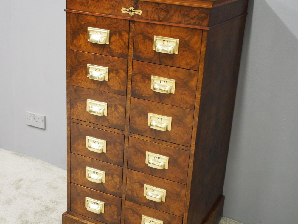 Victorian Burr Walnut Filing Cabinet or Office Chest View IV