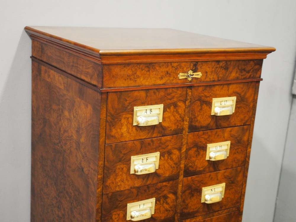 Victorian Burr Walnut Filing Cabinet or Office Chest View VI