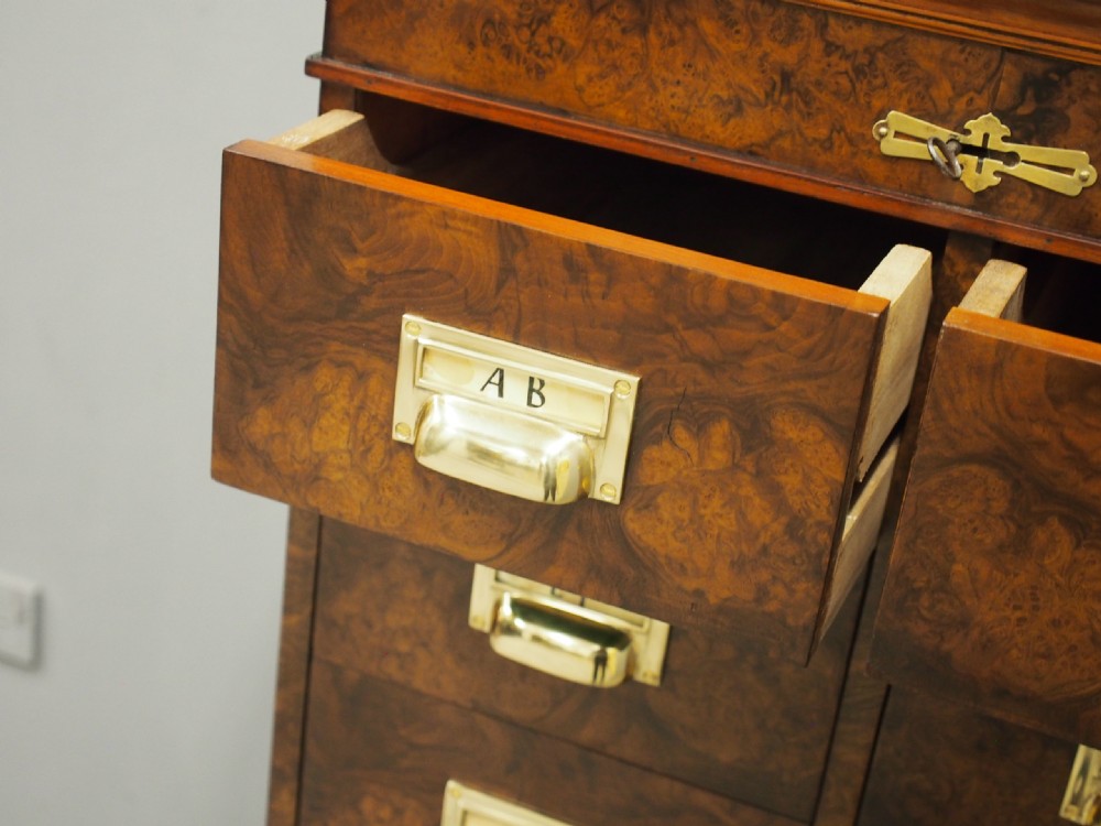 Victorian Burr Walnut Filing Cabinet or Office Chest View VII