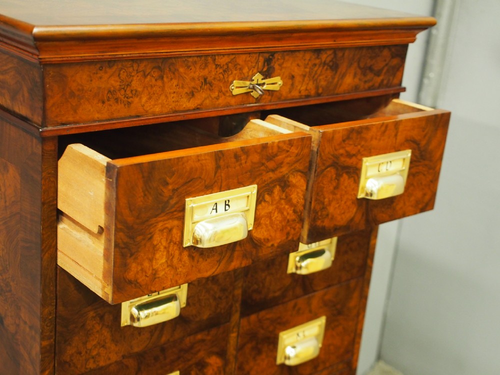 Victorian Burr Walnut Filing Cabinet or Office Chest View IX