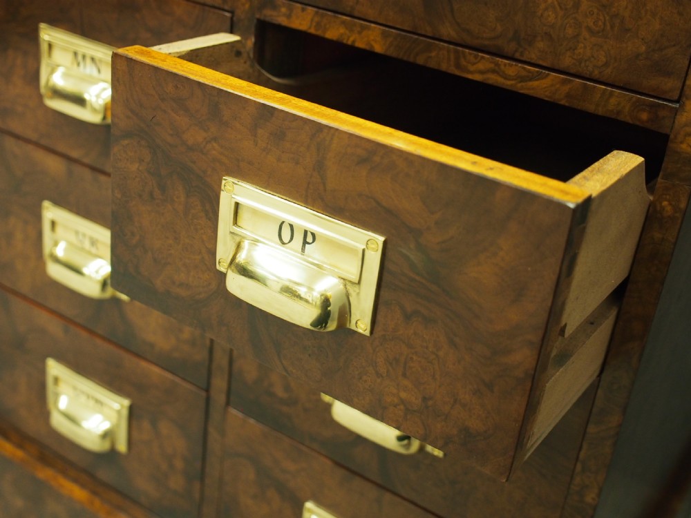 Victorian Burr Walnut Filing Cabinet or Office Chest View XI