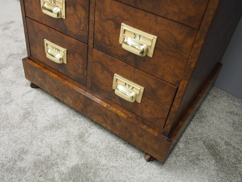 Victorian Burr Walnut Filing Cabinet or Office Chest View XII