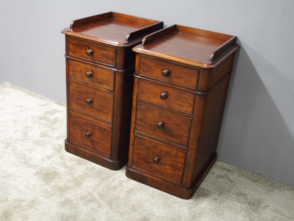 Pair of Victorian Mahogany Bedsides with Gallery View III