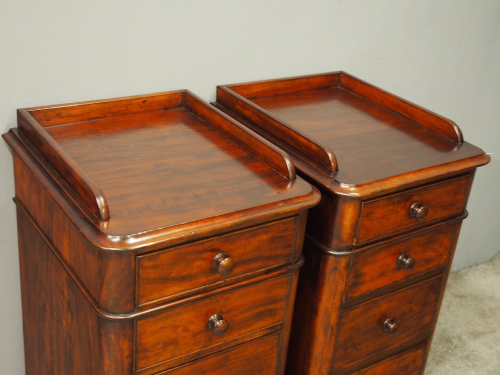 Pair of Victorian Mahogany Bedsides with Gallery View VI