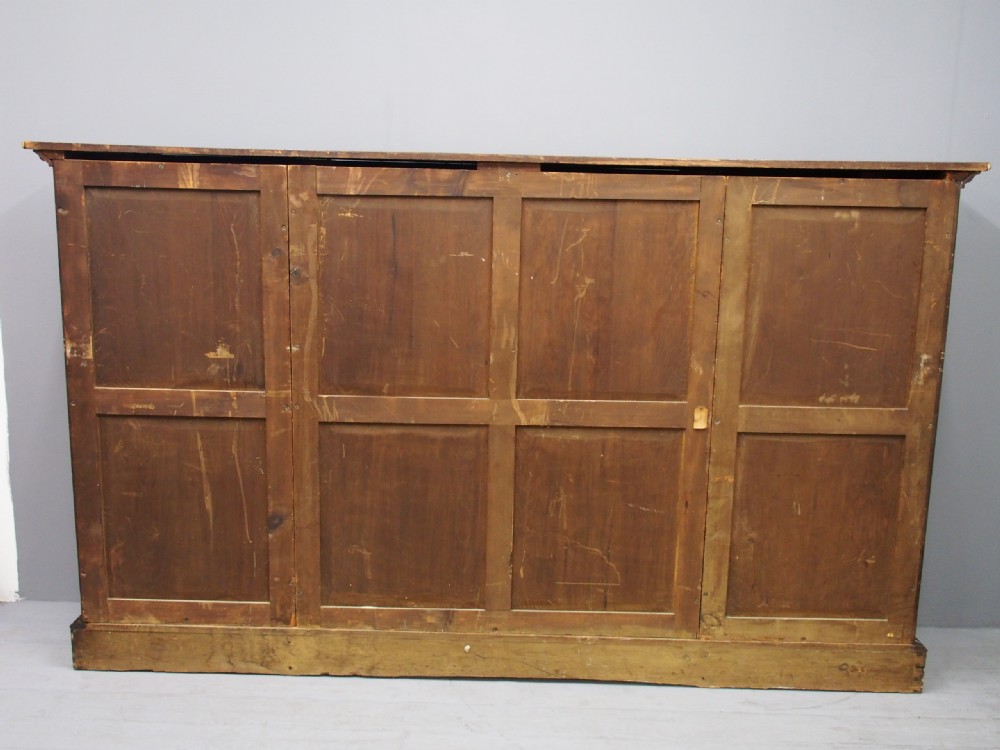 Flemish Carved Oak Breakfront Open Bookcase View XII