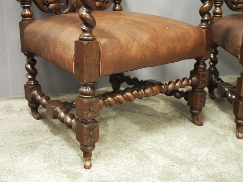 Pair of Jacobean Style Oak Chairs View XIII