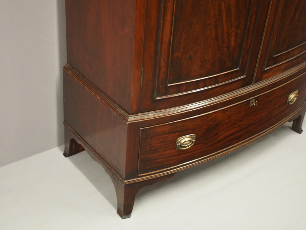 Georgian Style Mahogany Bow Front Wardrobe View XI