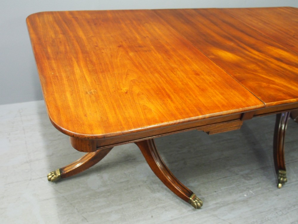 Regency Mahogany Pedestal Dining Table with 1 Leaf View V