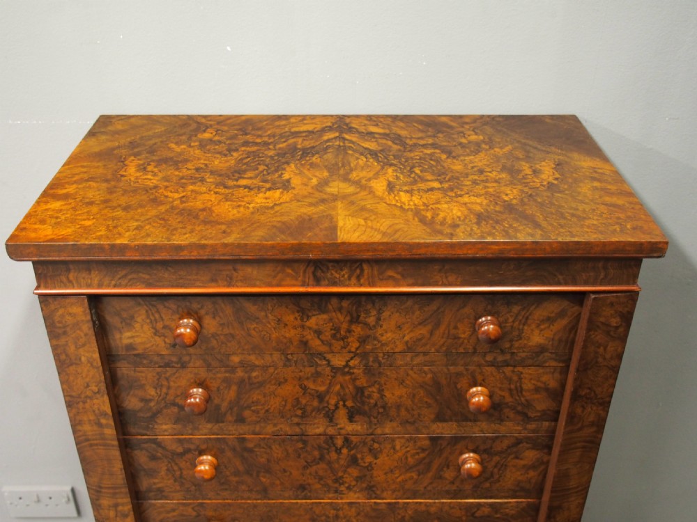 Victorian Burr Walnut Wellington Chest View IV