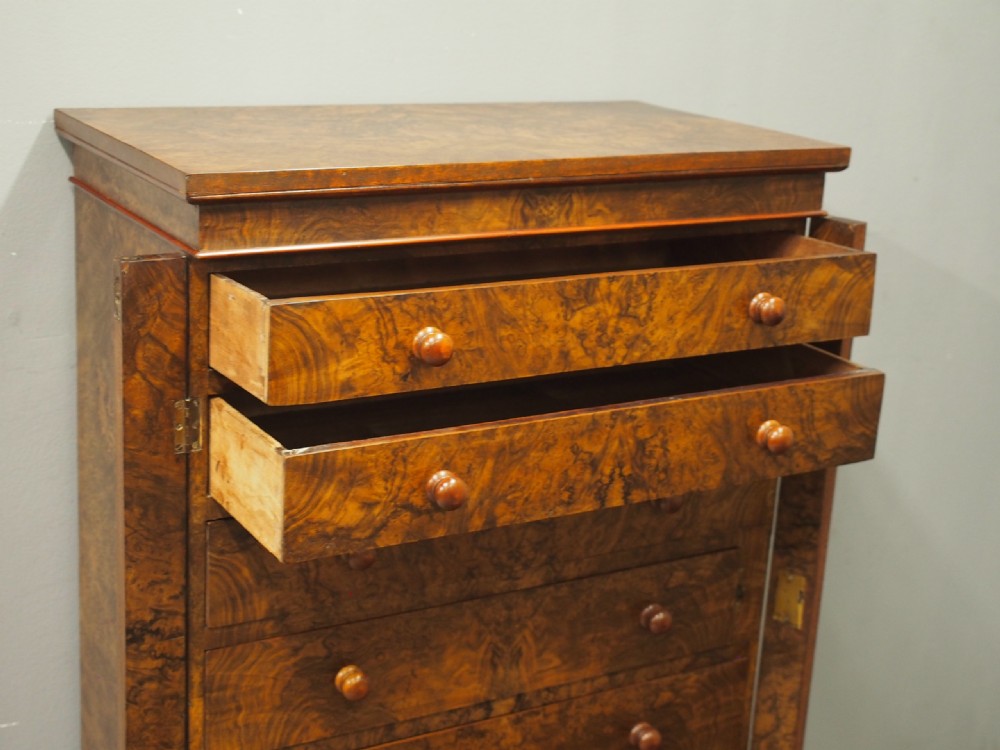Victorian Burr Walnut Wellington Chest View VI