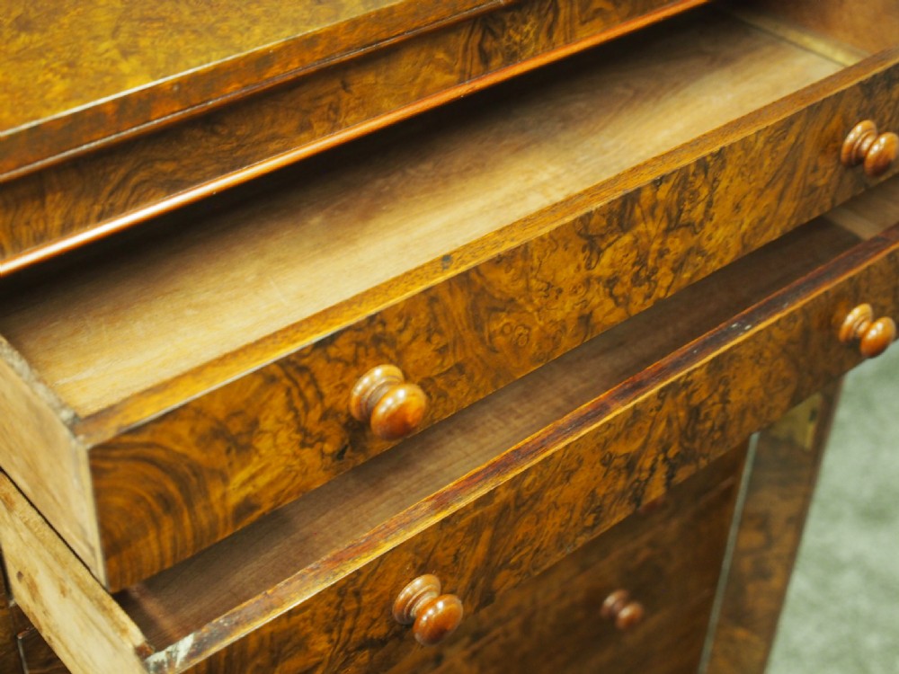 Victorian Burr Walnut Wellington Chest View VII