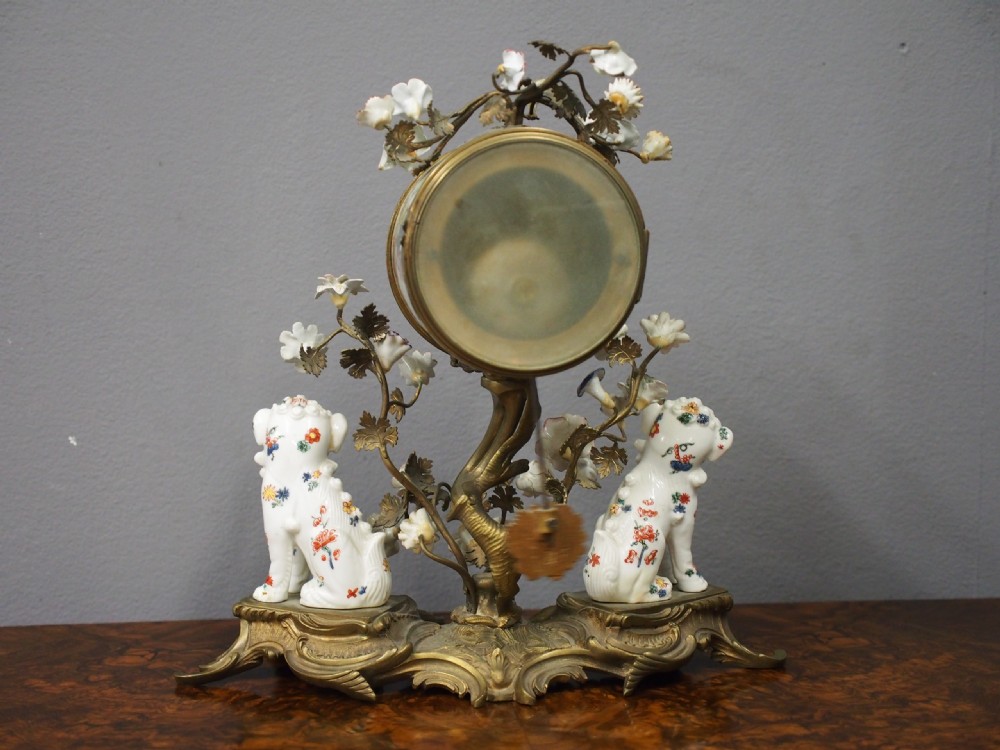 French Chinoiserie Brass and Porcelain Mantel Clock View IV