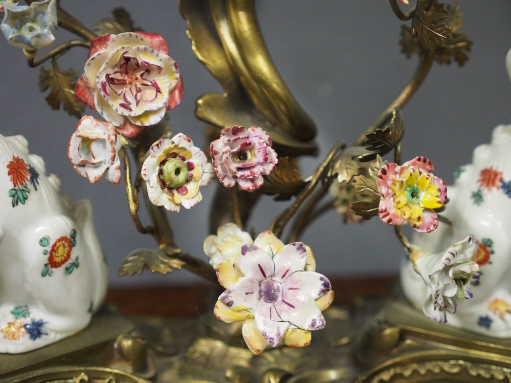 French Chinoiserie Brass and Porcelain Mantel Clock View IX