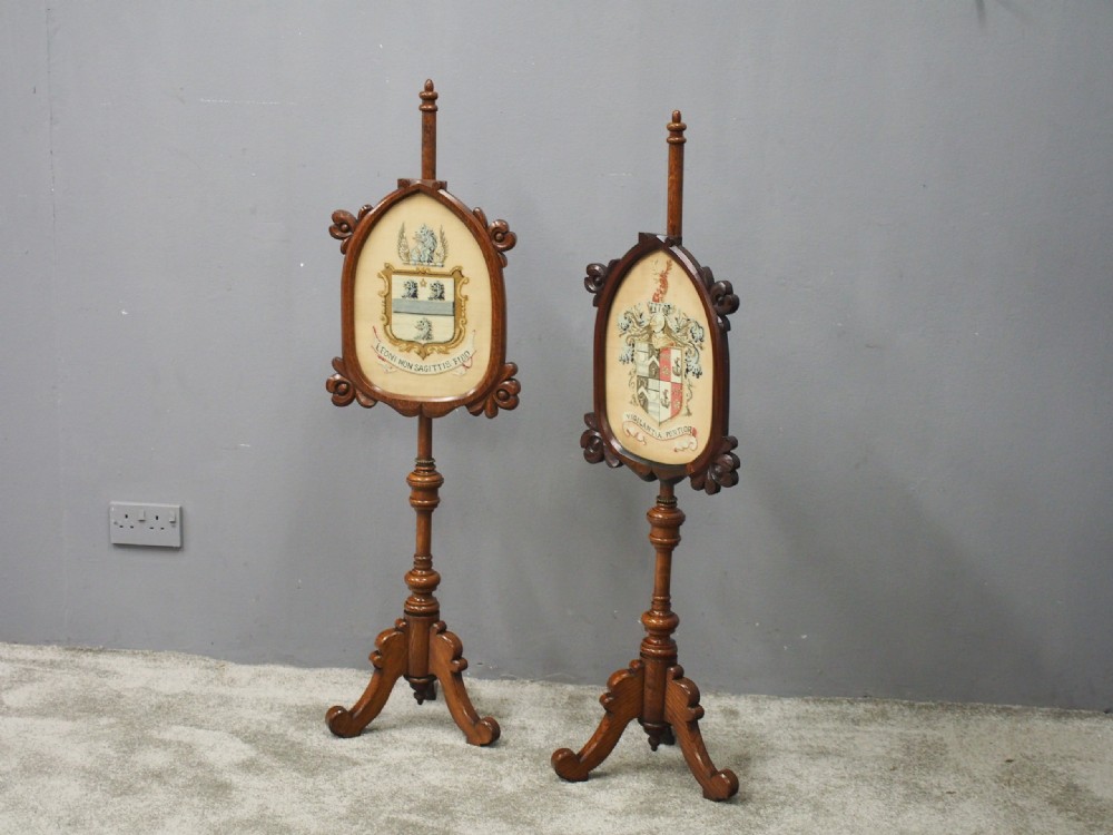 Pair of Gothic Revival Pole Screens View II