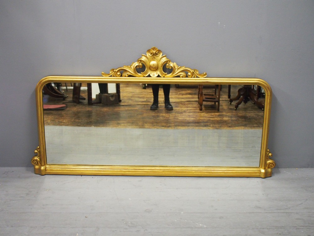 Victorian Carved Giltwood Overmantel Mirror View II